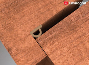 Rendered surface mounted rubber seal in brown for door frames as example